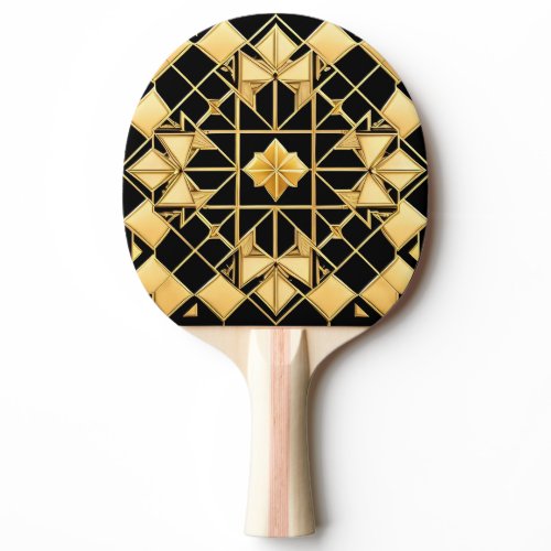 Elegant Golden Geometric Pattern Design Ping Pong Paddle