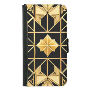 Elegant Golden Geometric Pattern Design Samsung Galaxy S5 Wallet Case