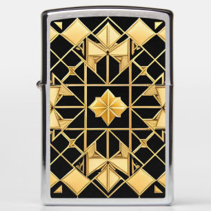 Elegant Golden Geometric Pattern Design Zippo Lighter