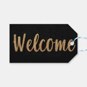 Elegant Golden Glitter "Welcome" Design Gift Tags