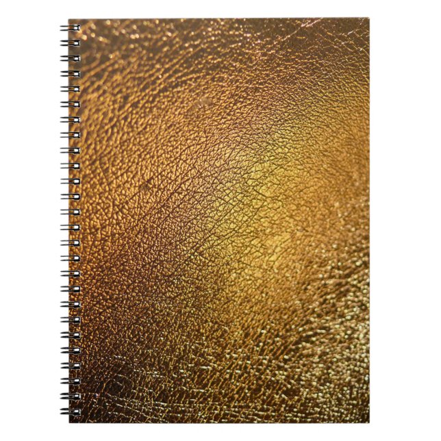 Elegant Golden Glossy Leather Texture Notebook (Front)
