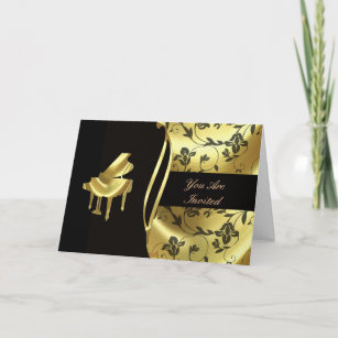Elegant Golden Grand Piano Invitation
