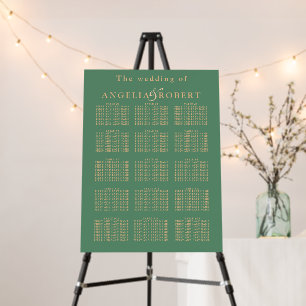 Elegant Golden Green Wedding Seating Chart Foam Board