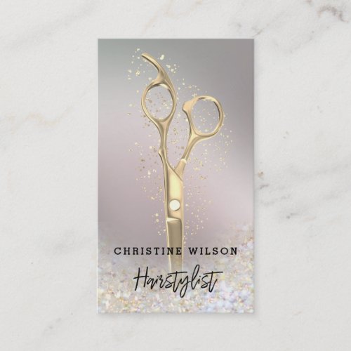 elegant golden hairdresser scissors  business card