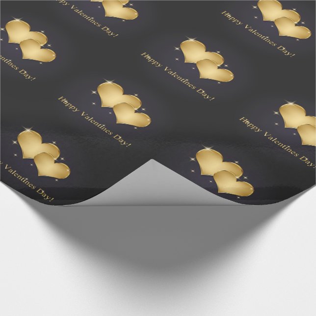 Elegant Golden Hearts Name - Valentine's Day Wrapping Paper (Corner)