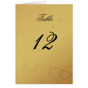 Elegant Golden Hearts Wedding Table Card