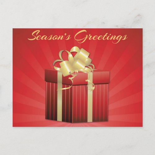 Elegant Golden Holiday Seasons Greetings Holiday Postcard