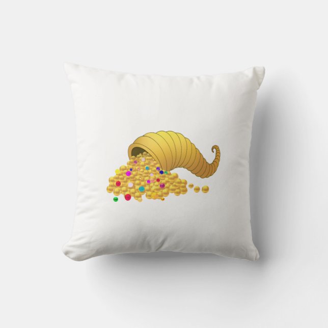 Elegant Golden Horn of Plenty Throw Pillow (Front)