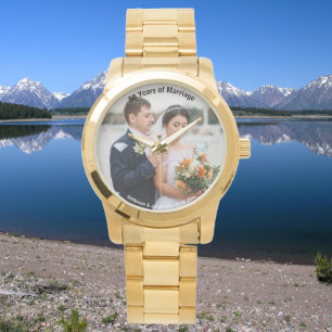 Elegant Golden Jubilee Personalized Photo Watch