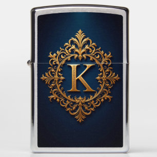 Elegant Golden K Letter Monogram Zippo Lighter