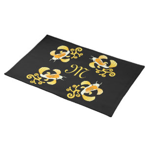Elegant Golden Koi Butterfly Fish Cloth Placemat