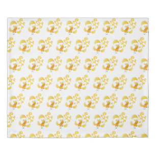 Elegant Golden Koi Butterfly Fish Duvet Cover
