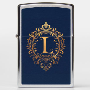Elegant Golden L Letter Monogram Zippo Lighter
