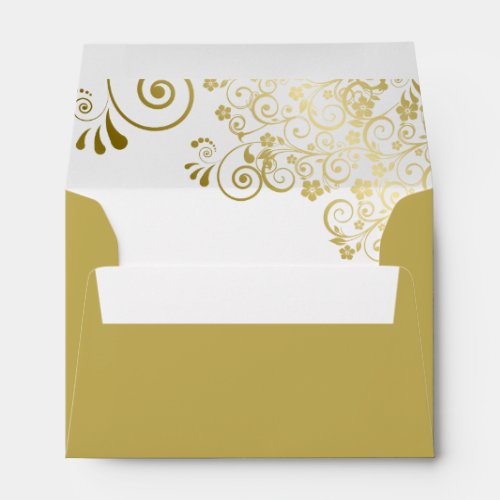 Elegant Golden Lace Frills Gold Wedding Envelope