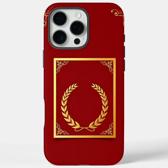 Elegant Golden Laurel in Rectangular Frame Case-Mate iPhone Case (Back)