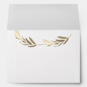 Elegant Golden Leaf Modern All Occasion Wedding Envelope