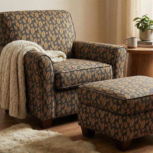 Elegant Golden Leaves Pattern Black and Gold  Fabric