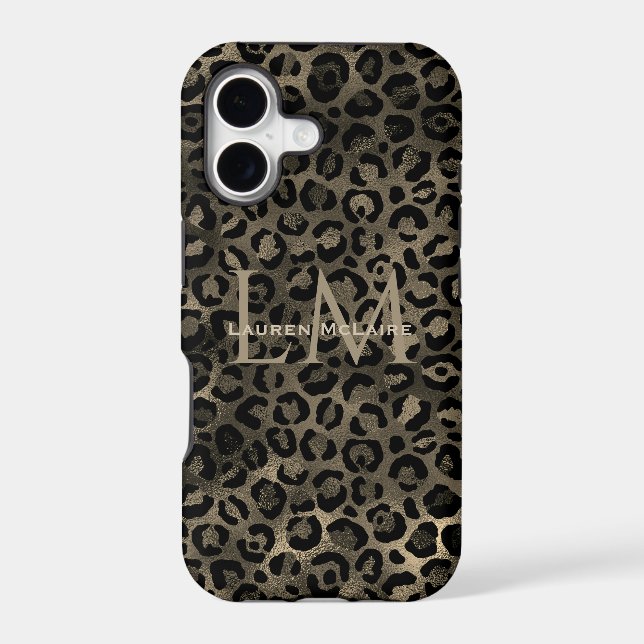 Elegant Golden Leopard Personalized  Case-Mate iPhone Case (Back)