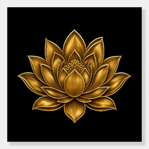 Elegant Golden Lotus Flower Black Wall Art Poster