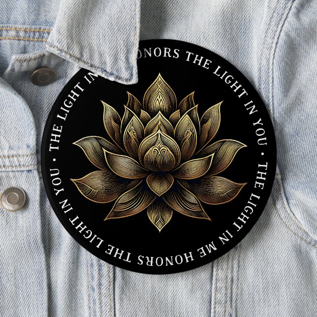 Elegant Golden Lotus Flower The Light in Me ... Button (In Situ)