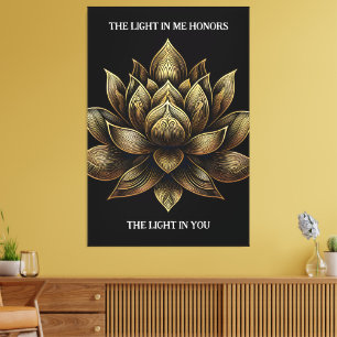 Elegant Golden Lotus Flower The Light in Me ... Canvas Print