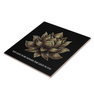Elegant Golden Lotus Flower The Light in Me ... Ceramic Tile