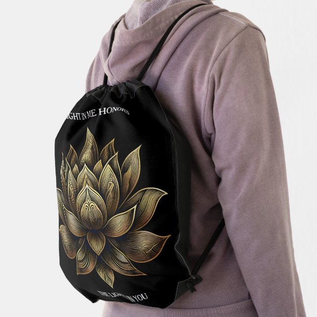 Elegant Golden Lotus Flower The Light in Me ... Drawstring Bag (Insitu)