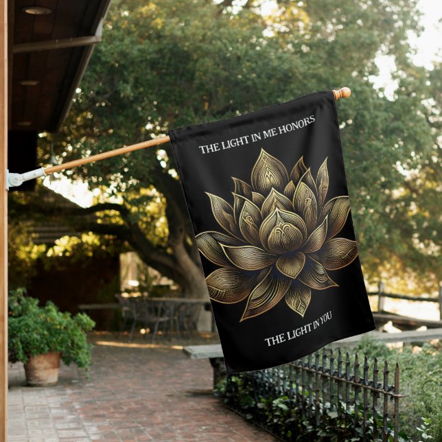 Elegant Golden Lotus Flower The Light in Me ... House Flag (In SItu)