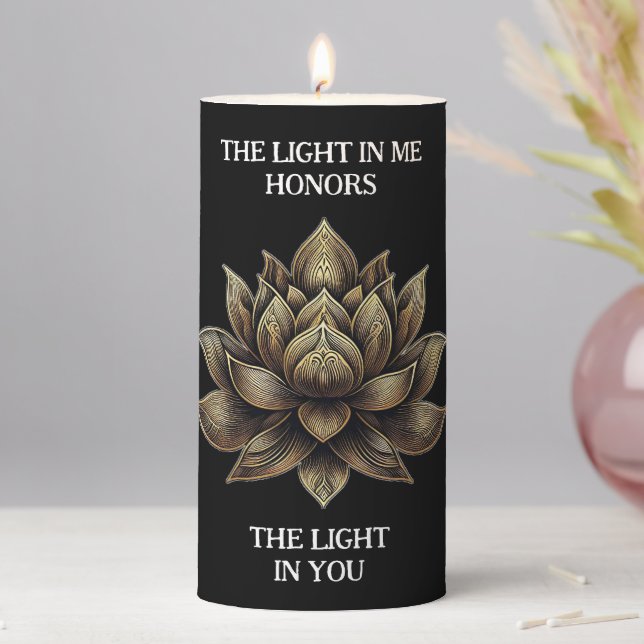 Elegant Golden Lotus Flower The Light in Me ... Pillar Candle (In Situ)