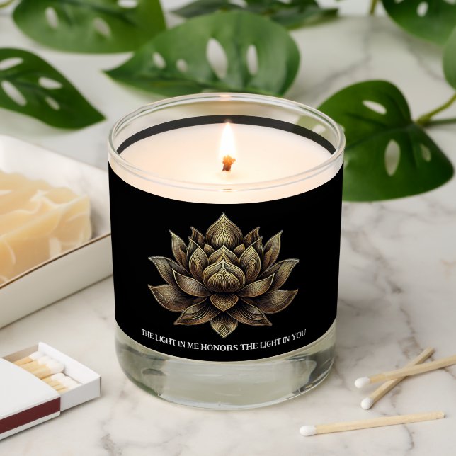 Elegant Golden Lotus Flower The Light in Me ... Scented Candle (Lit)