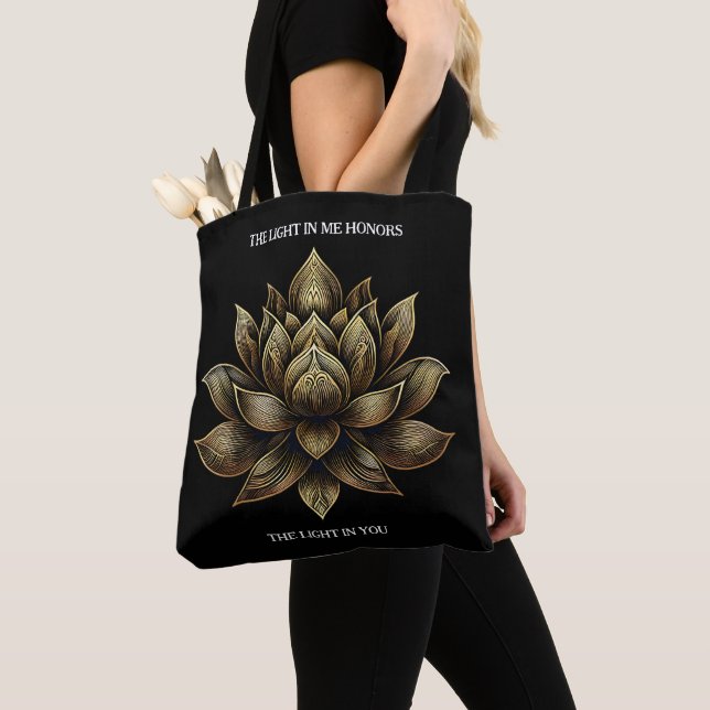 Elegant Golden Lotus Flower The Light in Me ... Tote Bag (Close Up)