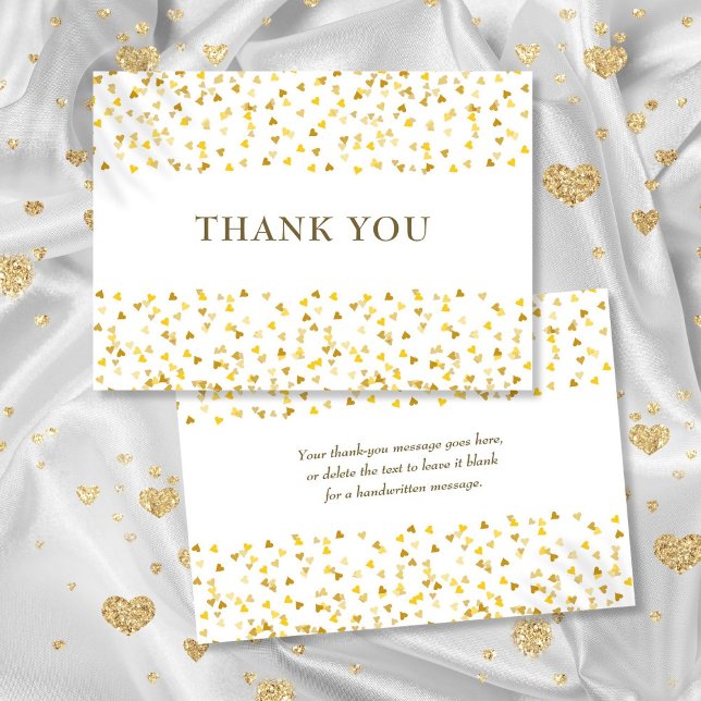 Elegant Golden Love Hearts Thank You Card (Elegant Golden Love Hearts Thank You Card)