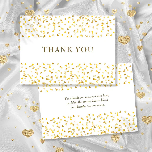 Elegant Golden Love Hearts Thank You Card | Zazzle
