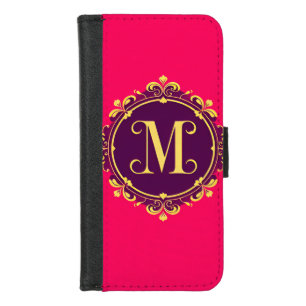 Elegant Golden M Letter Monogram iPhone 8/7 Wallet Case