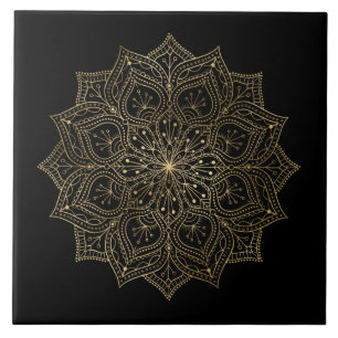 elegant golden mandala decor ceramic tile