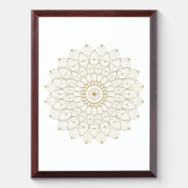 Elegant Golden Mandala – Large Circular Digital  Award Plaque (Vertical)