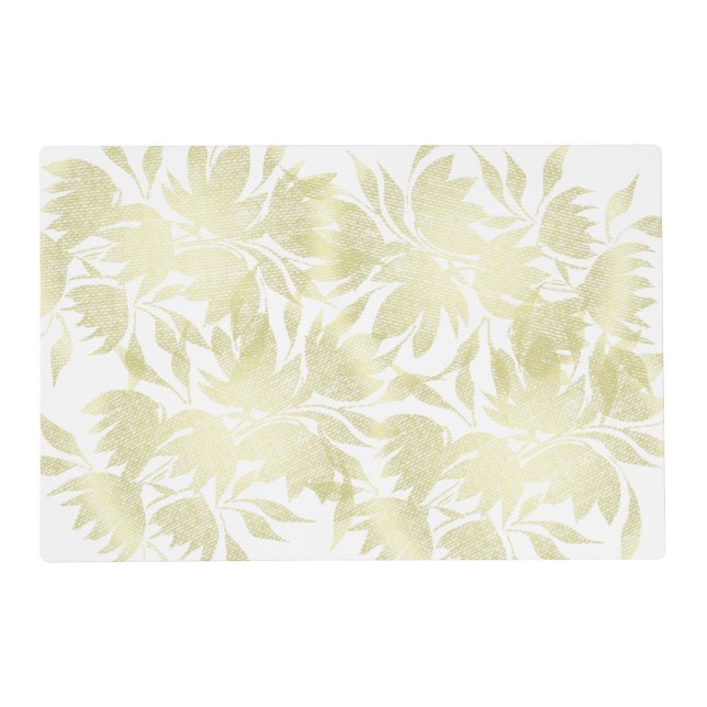 Elegant Golden Mesh Flowers Watercolor Art Placemat (Front)