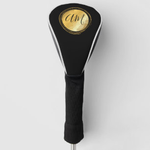 Elegant golden metallic festive initial letters golf head cover