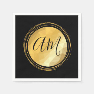 Elegant golden metallic festive initial letters napkins