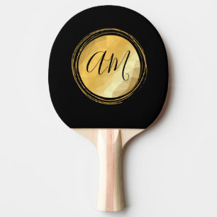Elegant golden metallic festive initial letters  ping pong paddle
