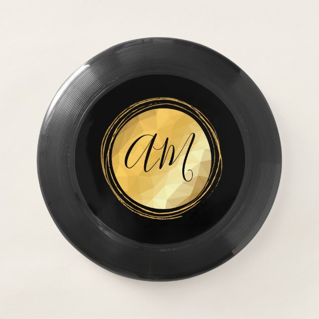 Elegant golden metallic festive initial letters Wham-O frisbee (Front)
