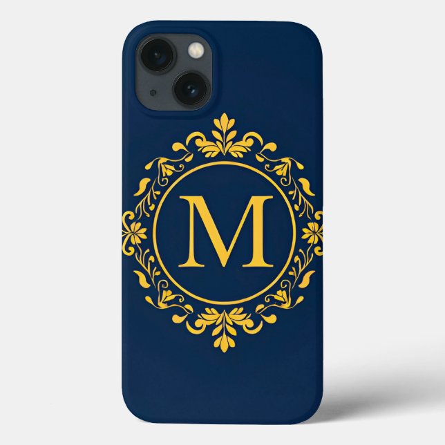 Elegant Golden Monogram Design Case-Mate iPhone Case (Back)