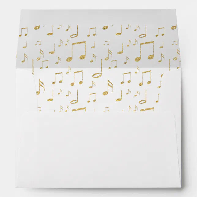 Music Envelope Pattern elegant golden music notes pattern envelope | Zazzle