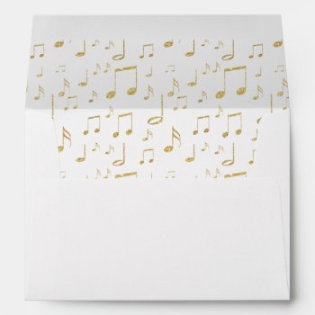 Elegant Golden Music Notes Pattern Envelope by musickitten at Zazzle