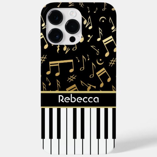 Elegant golden music notes piano keys Case_Mate iPhone 14 pro max case