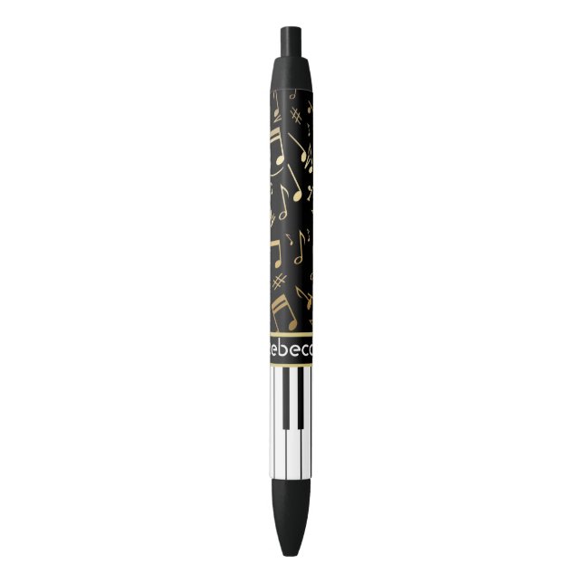 Elegant golden music notes piano keys pen (Front Vertical)