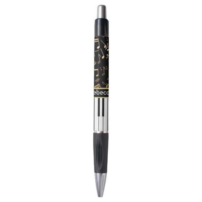 Elegant golden music notes piano keys pen (Front Vertical)