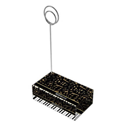 Elegant golden music notes piano keys place card holder