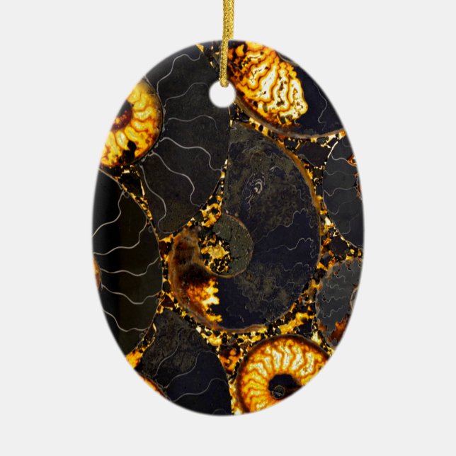 Elegant golden nautilus design ceramic ornament (Front)