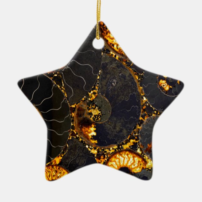 Elegant golden nautilus design ceramic ornament (Front)